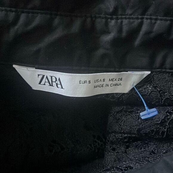 ✨Zara All Over Lace Long Black Sz Small Shirt✨ - Picture 13 of 13